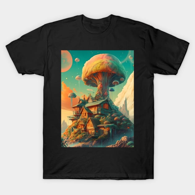 Trippy Cabin In The Forrest T-Shirt by emanuellindqvist